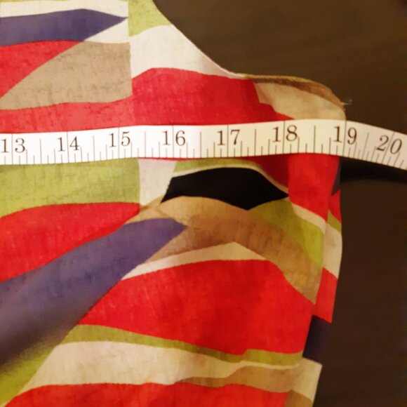 Melrose Petites Colourful Geometric Pattern Peplum Sleeveless Blouse Top Sz 10 - Picture 6 of 8